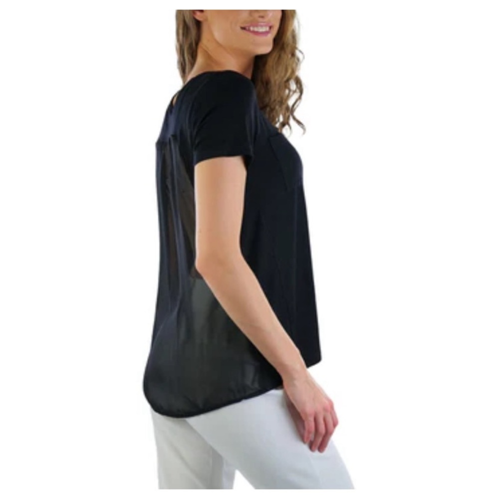 Forever 21 Blouse Black with a Sheer Back Short Sleeves Blouse Size S - Picture 4 of 4